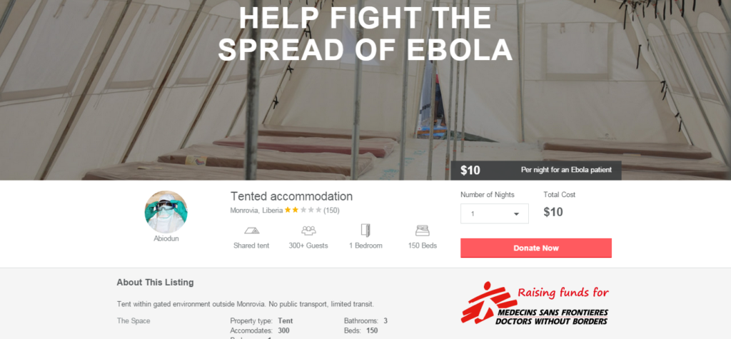 Ebola treatment tent in Liberia with Carebnb